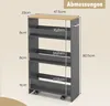 A diagram showing the dimensions of a narrow rolling storage trolley. Podgląd zdjęcia produktu