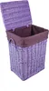 A purple wicker laundry basket with a brown fabric liner and an open lid. Podgląd zdjęcia produktu