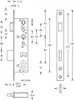 Technical drawing with dimensions of a door lock mechanism and strike plate. Produktbild-Vorschau
