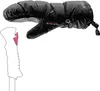 A black ski mitten with a red trigger system detail is shown next to a diagram of a ski pole grip. Náhľad obrázku produktu