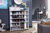 WOHNLING Design Schuhregal 75 x 92,5 x 24 cm Flurregal Weiß Produktbild-Vorschau 4
