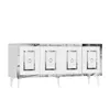 A white and silver sideboard with four doors, each featuring a decorative circular handle and a mirrored frame. Anteprima dell’immagine prodotto