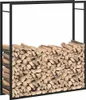 A black metal firewood rack filled with chopped wood, presented against a white background. Náhľad obrázku produktu