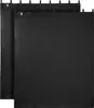 Two black sound blankets are shown, overlapping each other, with their top edges visible and attached to clips or hooks. Voir les images du produit