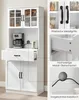 A white kitchen cabinet with various features highlighted by callouts and text. Produktbild-Vorschau