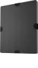 A close-up, angled view of a black, rectangular air filter with four black circular clips attached to its edges. Produktbild-Vorschau