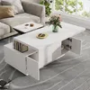 A modern white coffee table with storage in a living room setting. Produktbild-Vorschau