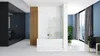 A modern bathroom with a bathtub and a view of a city skyline. Produktbild-Vorschau