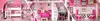 A collage of different rooms in a pink dollhouse. Produktbild-Vorschau