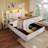 A bedroom scene with a bed that has storage underneath and LED lighting. Produktbild-Vorschau