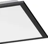 A close-up, angled view of a black framed LED panel light against a white background. Produktbild-Vorschau