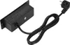 A black embedded power outlet with a power cord and plug. Produktbild-Vorschau