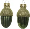 Weihnachtsanhänger Eicheln Piniengrün Ø 3 cm aus Glas - Produktbild-Vorschau 2