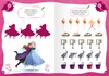 A children's activity book page with two distinct exercises. The left side features silhouettes of characters from Disney's Frozen and a picture of Anna and Elsa. The right side presents rows of objects with one item that is different from the rest in each Voir les images du produit