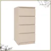 A light beige chest of drawers with four drawers, shown against a white background with decorative floral elements in the corners. Produktbild-Vorschau