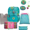 A collection of school supplies including a backpack, pencil case, and other accessories, all featuring a leaf pattern and animal motifs. Anteprima dell’immagine prodotto