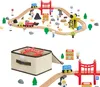 SucceBuy Set trenino in legno 70 pezzi, trenino giocattolo Anteprima dell’immagine prodotto 1