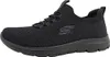 A black Skechers shoe is shown against a white background. Voir les images du produit