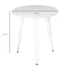 A white round dining table with metal hairpin legs. Produktbild-Vorschau