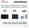 Marketing image showing a TV, laptop, and Hi-Fi system with text indicating universal compatibility. Produktbild-Vorschau