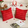 2 rote Plüsch-Herz-Kissenbezüge 40x40 cm Jacquard Produktbild-Vorschau