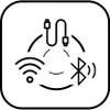An icon representing different connection types: wired, Wi-Fi, and Bluetooth. Produktbild-Vorschau