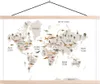 MuchoWow® Textilposter Weltkarte Kinder - Dinosaurier - Produktbild-Vorschau 1