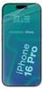 A smartphone screen protector is shown on a blue background with green graphic elements. Produktbild-Vorschau