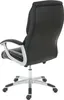 A black leather office chair is shown from the back, on a white background. Produktbild-Vorschau