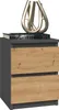 A nightstand with two drawers and a decorative sculpture on top. Produktbild-Vorschau