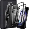 A product shot of a phone case and its packaging, with the case disassembled to show its components. Produktbild-Vorschau