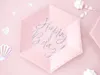 Assiettes en carton Happy B'day  20cm rose set de 6 Voir les images du produit 2