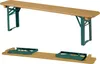 A wooden bench and a disassembled bench are shown against a white background. Podgląd zdjęcia produktu