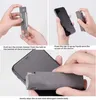 A collage of images demonstrating how to use a screen cleaner spray bottle. Produktbild-Vorschau