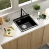Granitspüle 45x45 cm Schwarz, Küchenspüle Einbauspüle mit Produktbild-Vorschau 2