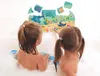 Two young children playing with a bath puzzle in a bubble-filled bathtub. Produktbild-Vorschau