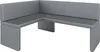 A gray corner bench with a simple, modern design is shown against a white background. Voir les images du produit