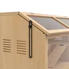 Close-up view of the side and roof of a wooden small animal cage. Voir les images du produit