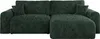 A dark green corduroy sectional sofa with a chaise lounge and a pillow. Produktbild-Vorschau