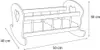 A line drawing of a wooden doll's cradle with dimensions indicated. Produktbild-Vorschau