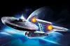 A Star Trek Enterprise spaceship in space, with planets in the background. Podgląd zdjęcia produktu