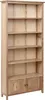 A tall, light brown wooden bookshelf with two doors at the bottom. Náhľad obrázku produktu