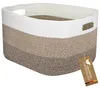 XXL Wäschekorb aus Baumwolle mit Griffen 55 x 43 x 30 cm in Weiß-Braun Produktbild-Vorschau