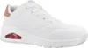 A white Skechers sneaker with red accents is shown against a white background. Produktbild-Vorschau