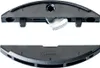 Two views of a black plastic furniture connector with metal parts. Produktbild-Vorschau