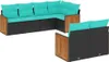 7-teiliges Gartensofa-Set mit Kissen, schwarzes Polyrattan Produktbild-Vorschau 1