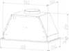 A technical drawing or blueprint of a range hood with dimensions indicated. Náhľad obrázku produktu