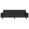 The Living Store Schlafsofa 2-Sitzer mit 2 Kissen Schwarz Produktbild-Vorschau 6