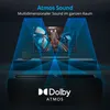 A diagram illustrating Dolby Atmos soundbar technology with a TV and subwoofer. Produktbild-Vorschau
