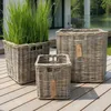 Rattan Pflanzkorb Set 3 Stück Kubu Grau quadratisch mit Produktbild-Vorschau 2